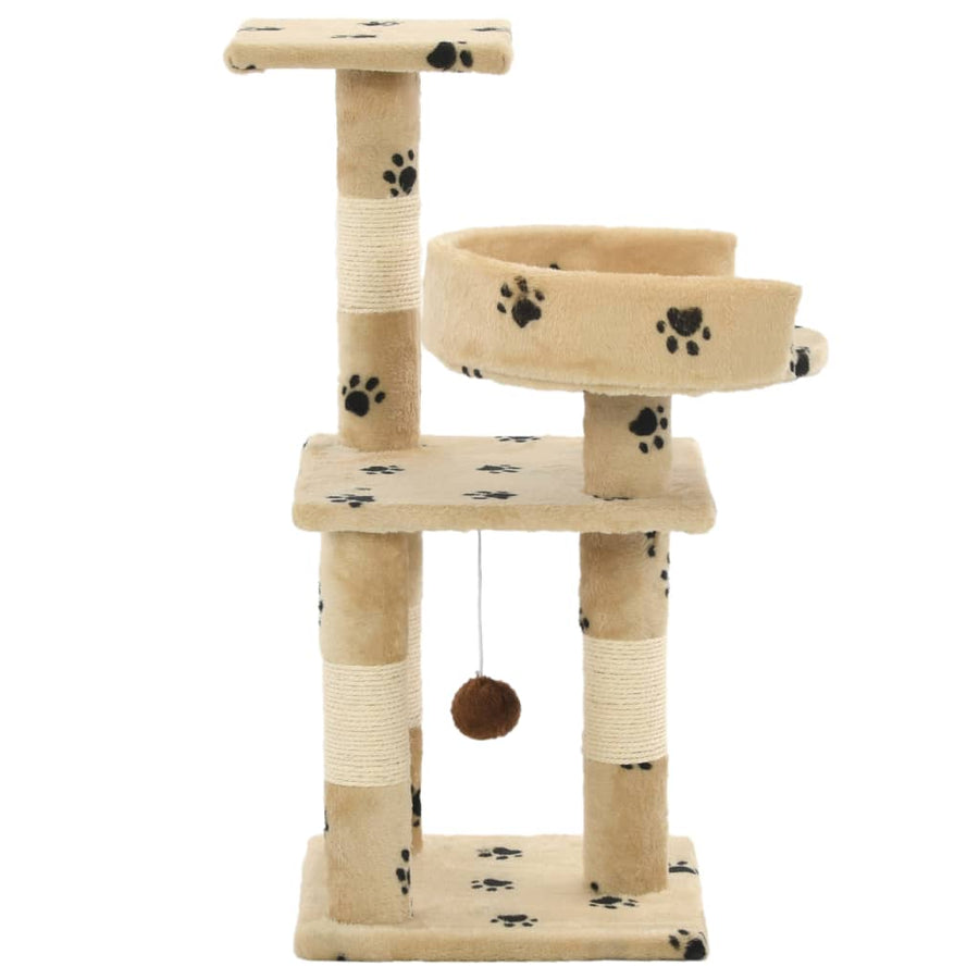 Kattenkrabpaal met sisal krabpalen 65 cm pootafdrukken beige Geel met pootafdrukken