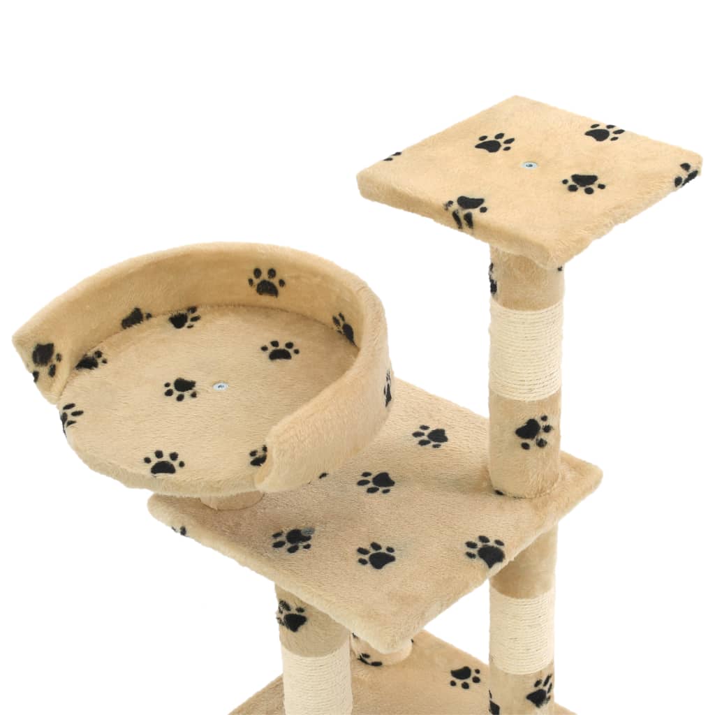 Kattenkrabpaal met sisal krabpalen 65 cm pootafdrukken beige Geel met pootafdrukken