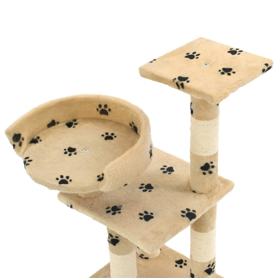 Kattenkrabpaal met sisal krabpalen 65 cm pootafdrukken beige Geel met pootafdrukken