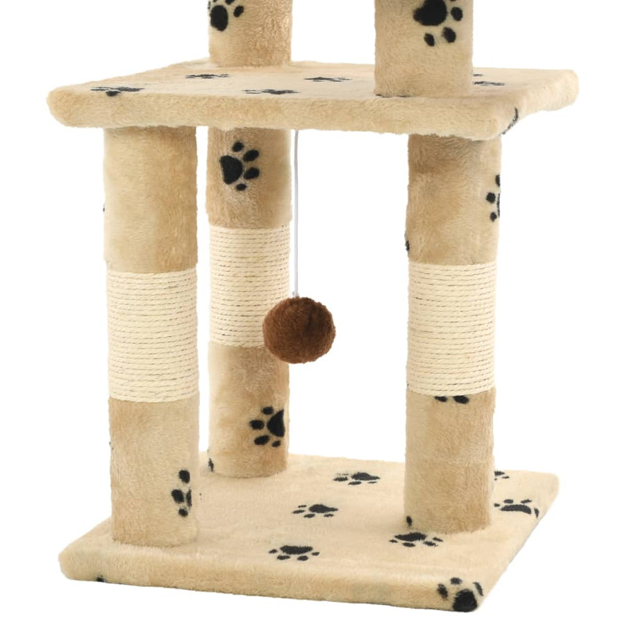 Kattenkrabpaal met sisal krabpalen 65 cm pootafdrukken beige Geel met pootafdrukken