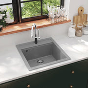 Gootsteen enkele bak 49x51x30.6 cm graniet grijs