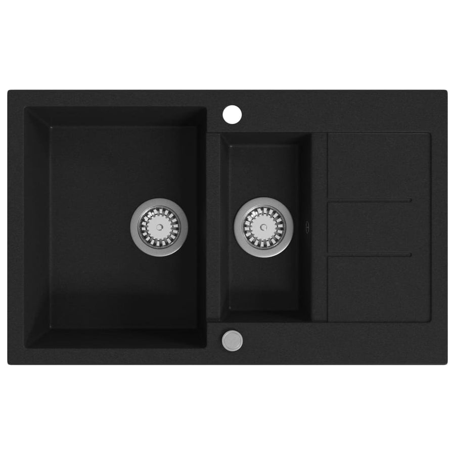 Gootsteen Dubbele Bak Graniet Zwart