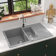 Gootsteen dubbele bak graniet 80x50 cm grijs