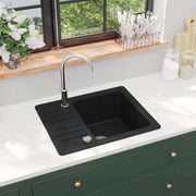 Gootsteen enkele bak graniet zwart 575x460x280 mm