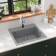 Gootsteen enkele bak 565x510x306 mm graniet grijs