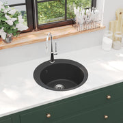 Gootsteen rond enkele bak graniet grijs 50.5x50.5x29 cm