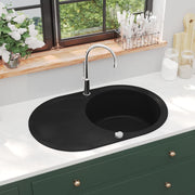 Gootsteen ovaal enkele bak graniet grijs 780x500x315 mm