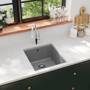 Gootsteen enkele bak 42x46x31 cm graniet grijs