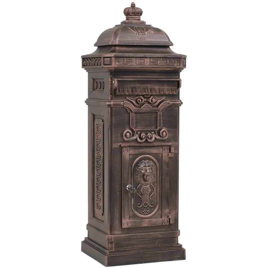 Pilaar Brievenbus Vintage Stijl Roestbestendig Aluminium Brons