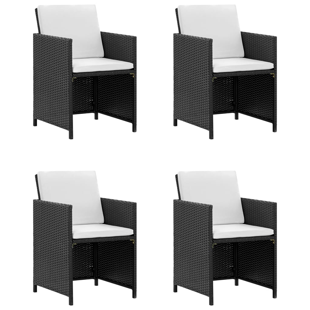 -Delige Tuinset Met Kussens Poly Rattan Zwart