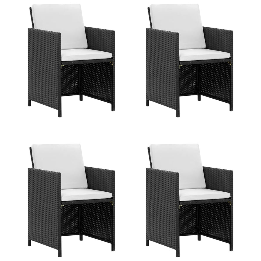 -Delige Tuinset Met Kussens Poly Rattan Zwart