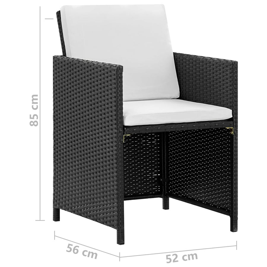 -Delige Tuinset Met Kussens Poly Rattan Zwart