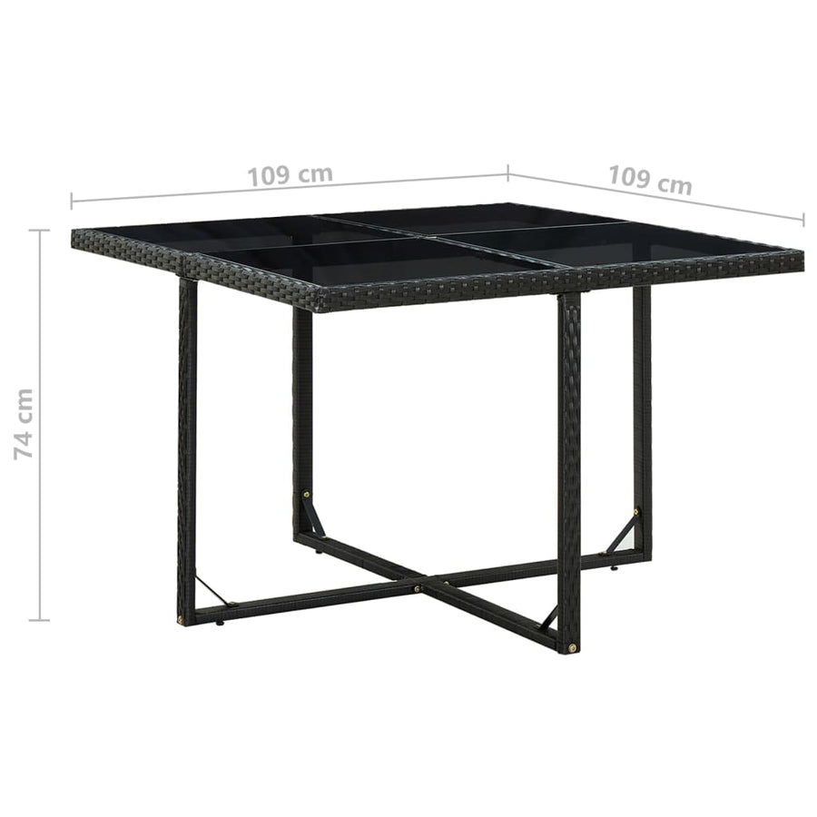 -Delige Tuinset Met Kussens Poly Rattan Zwart