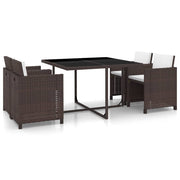 Tuinset 5-delig poly rattan bruin