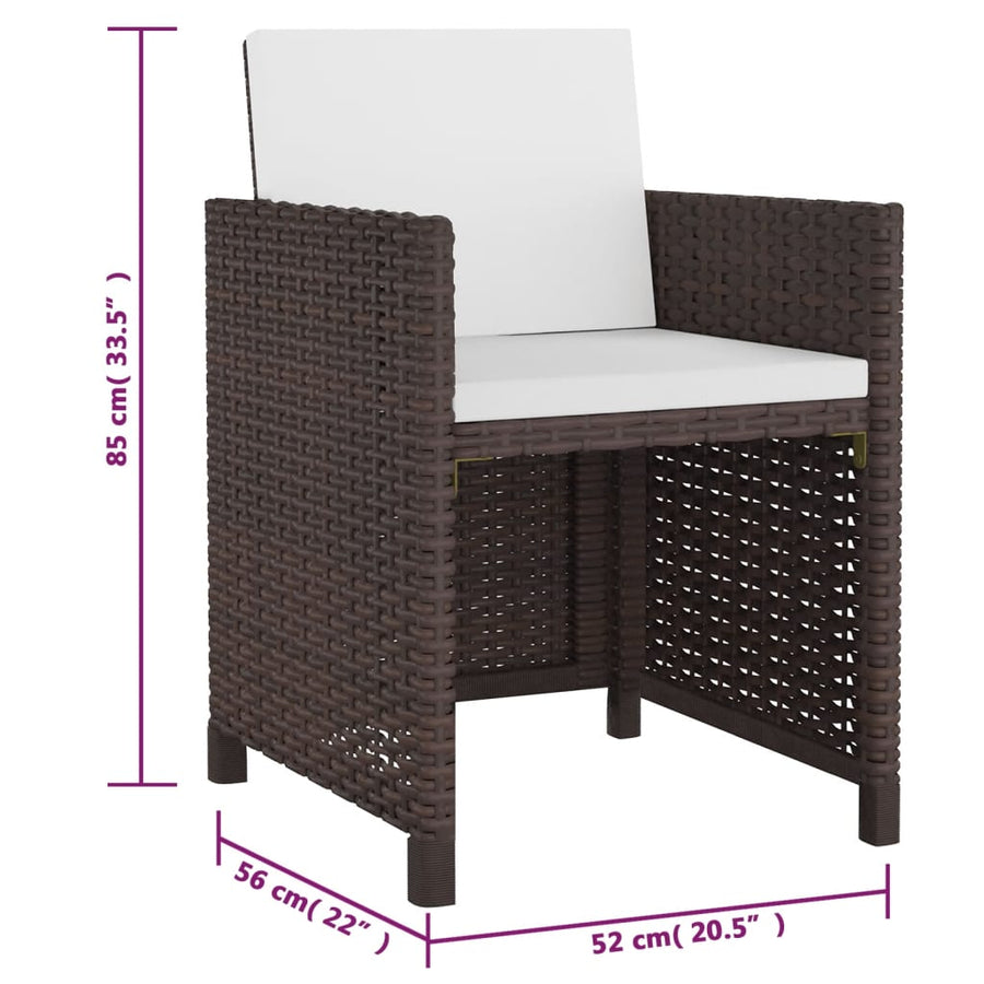 5-Delige Tuinset Met Kussens Poly Rattan Bruin