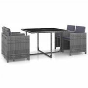 Tuinset 5-delig poly rattan grijs