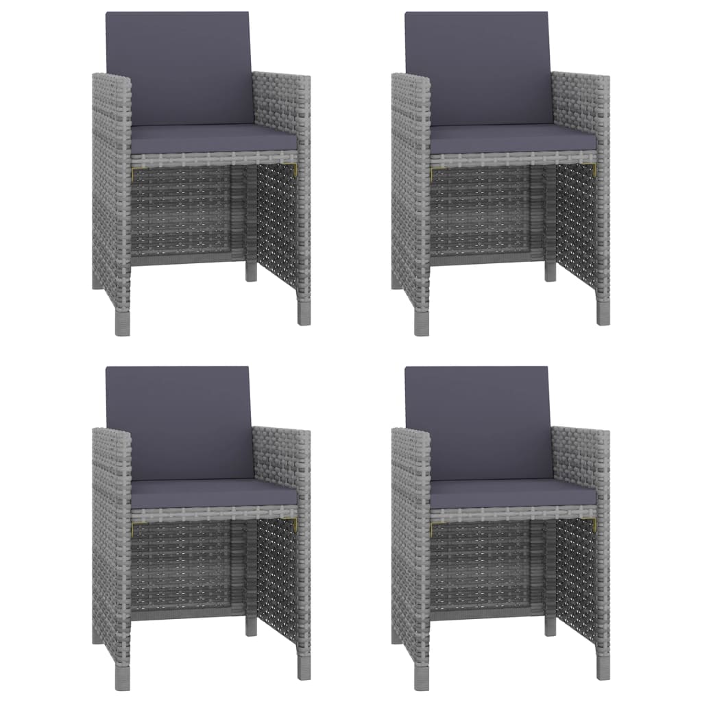 -Delige Tuinset Met Kussens Poly Rattan Grijs