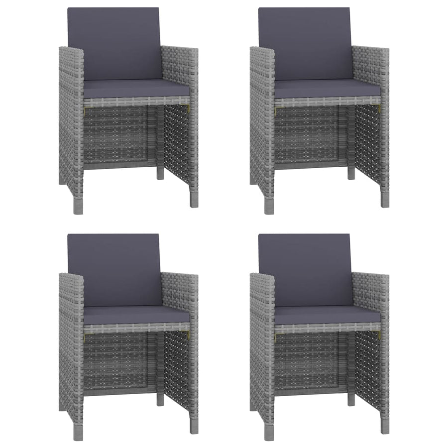 -Delige Tuinset Met Kussens Poly Rattan Grijs