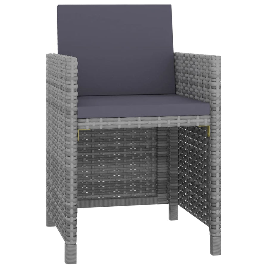 -Delige Tuinset Met Kussens Poly Rattan Grijs