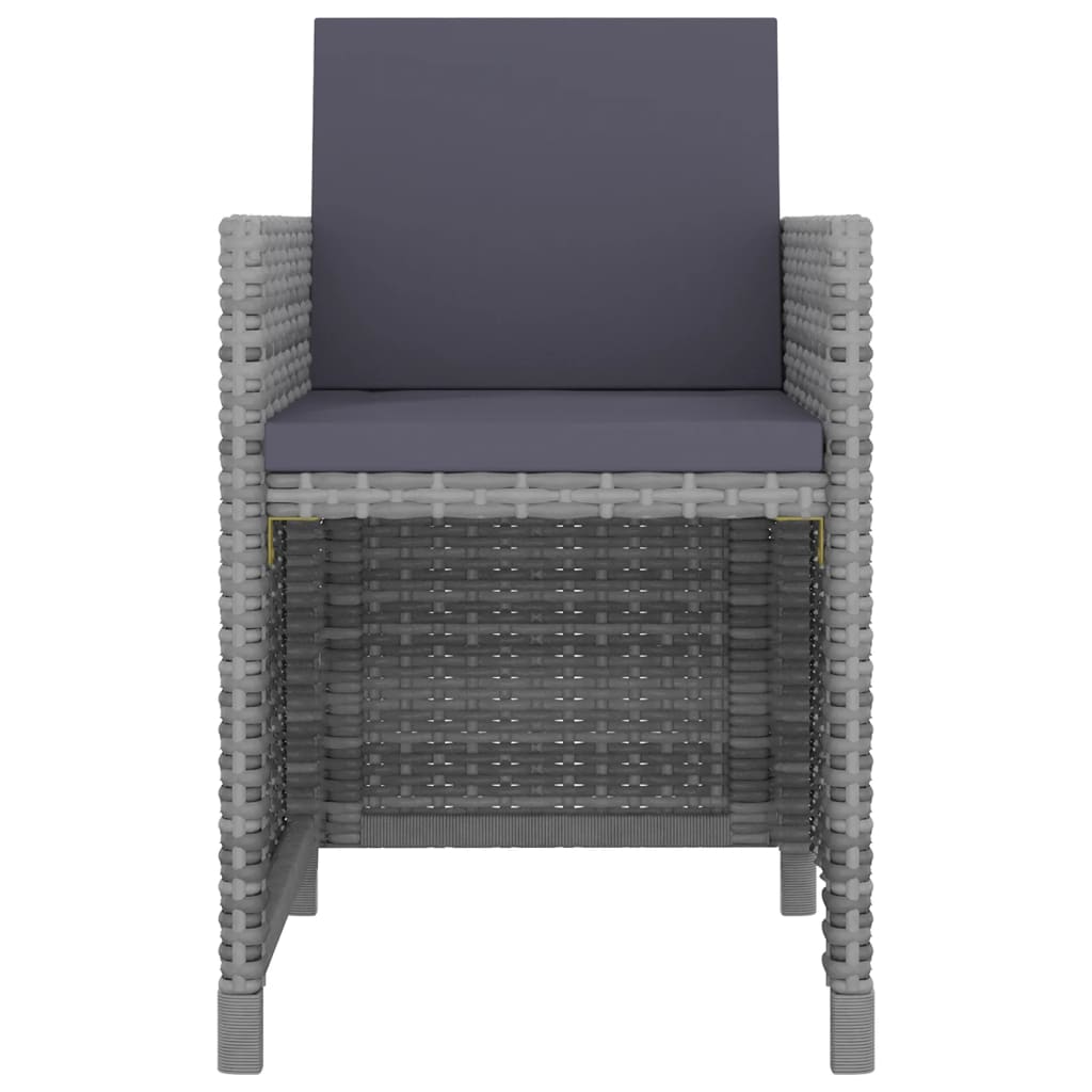 -Delige Tuinset Met Kussens Poly Rattan Grijs