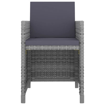 -Delige Tuinset Met Kussens Poly Rattan Grijs