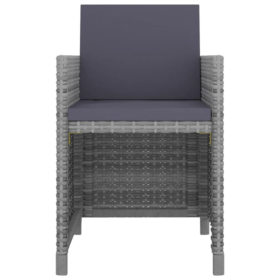 -Delige Tuinset Met Kussens Poly Rattan Grijs