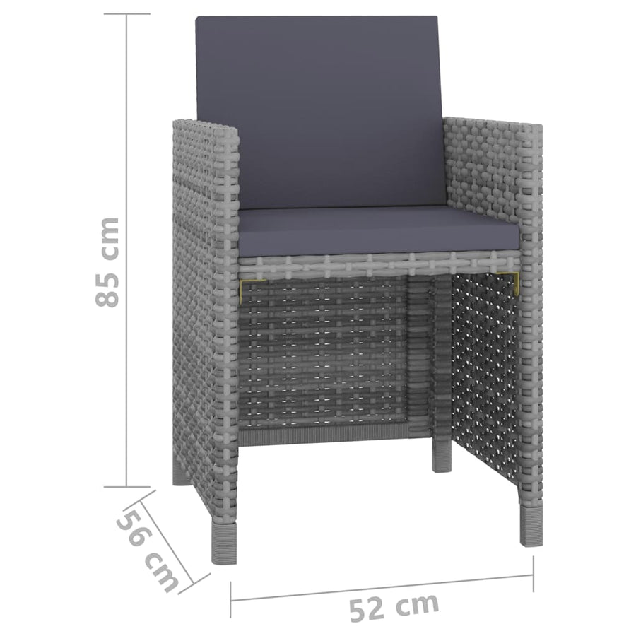 -Delige Tuinset Met Kussens Poly Rattan Grijs