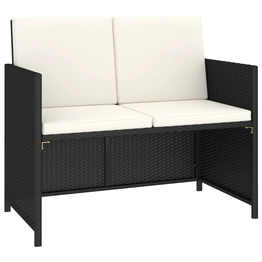 -Delige Tuinset Met Kussens Poly Rattan Zwart en wit