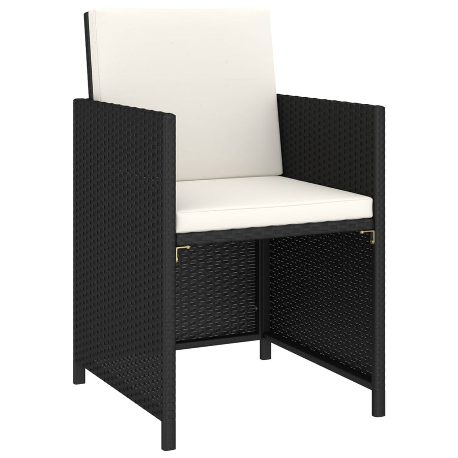-Delige Tuinset Met Kussens Poly Rattan Zwart en wit