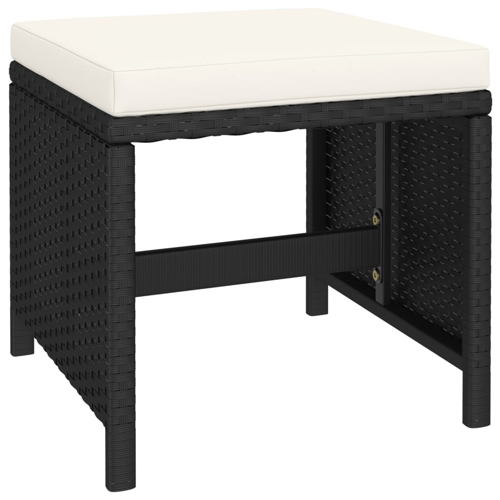 -Delige Tuinset Met Kussens Poly Rattan Zwart en wit