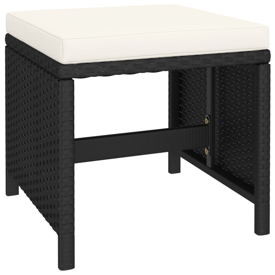 -Delige Tuinset Met Kussens Poly Rattan Zwart en wit