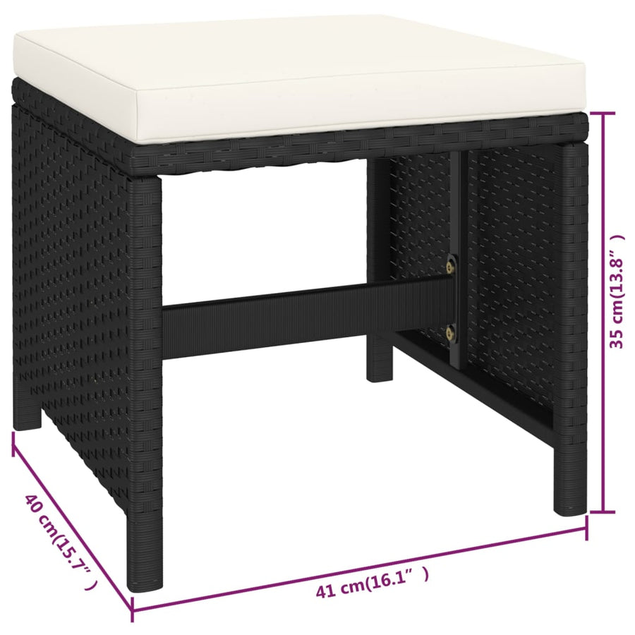 -Delige Tuinset Met Kussens Poly Rattan Zwart en wit