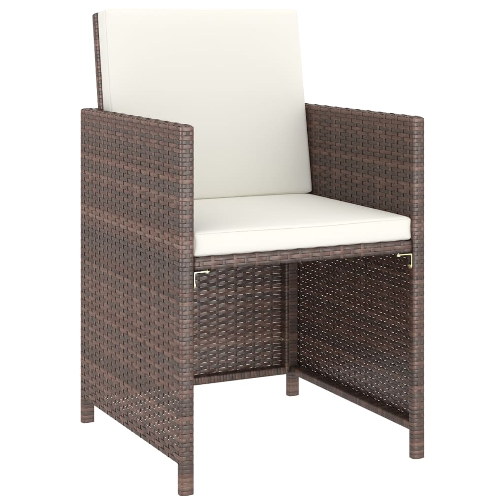 -Delige Tuinset Met Kussens Poly Rattan Bruin