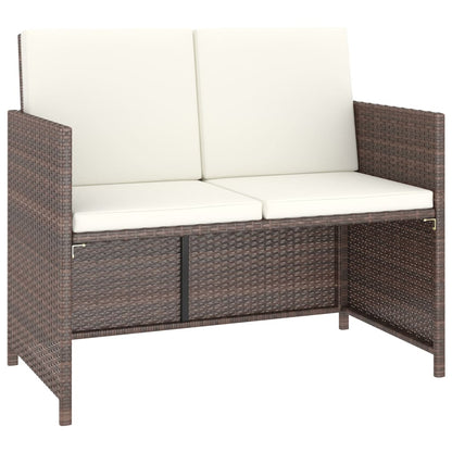 -Delige Tuinset Met Kussens Poly Rattan Bruin