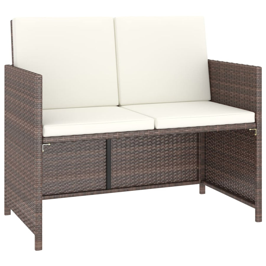 -Delige Tuinset Met Kussens Poly Rattan Bruin