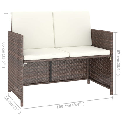 -Delige Tuinset Met Kussens Poly Rattan Bruin