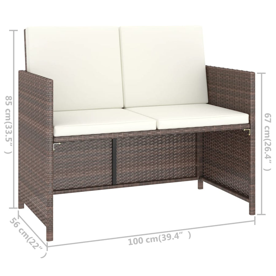 -Delige Tuinset Met Kussens Poly Rattan Bruin