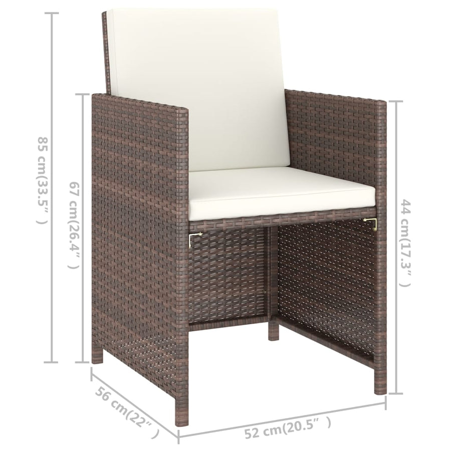 -Delige Tuinset Met Kussens Poly Rattan Bruin