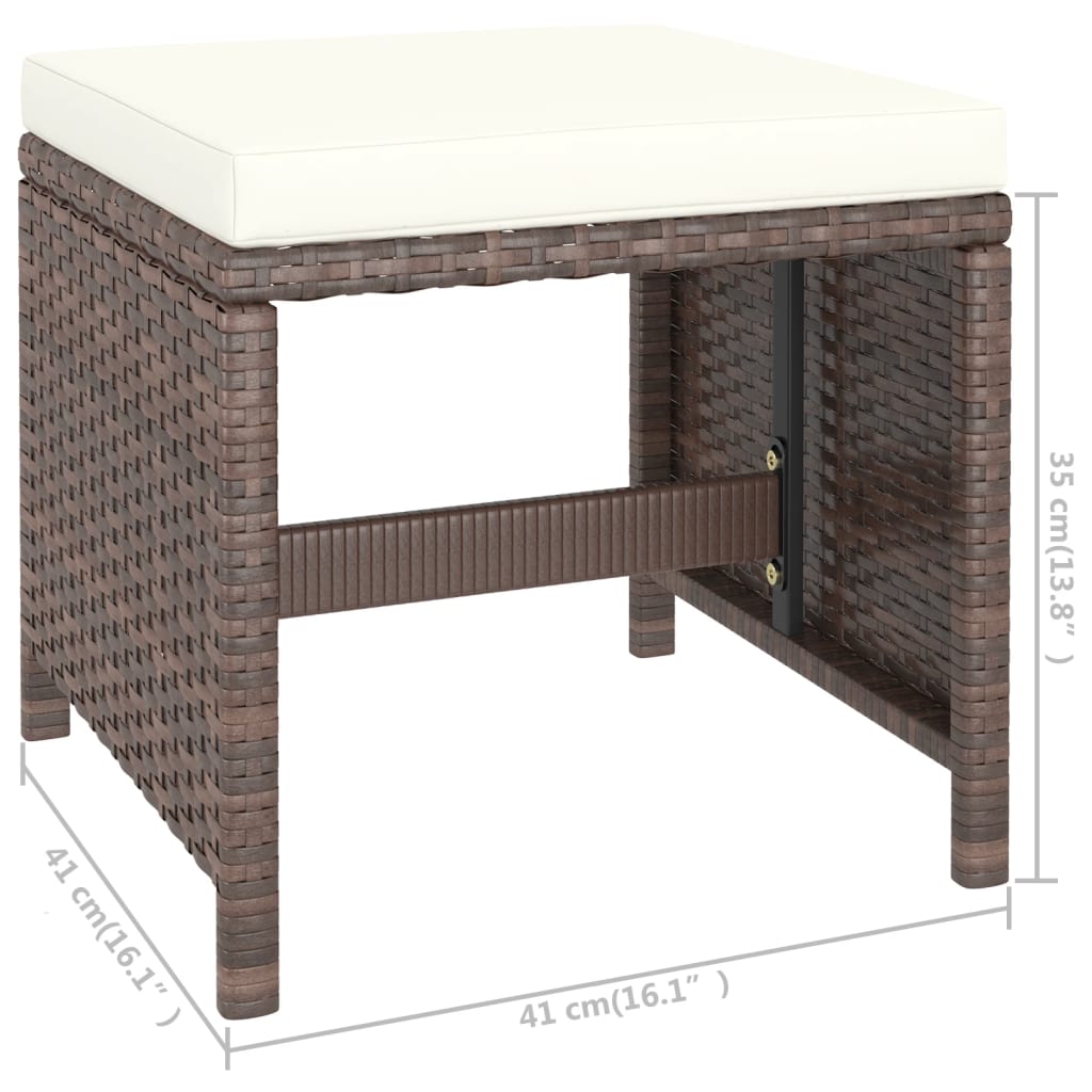 -Delige Tuinset Met Kussens Poly Rattan Bruin