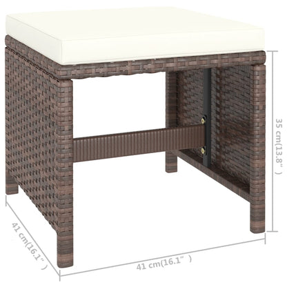 -Delige Tuinset Met Kussens Poly Rattan Bruin
