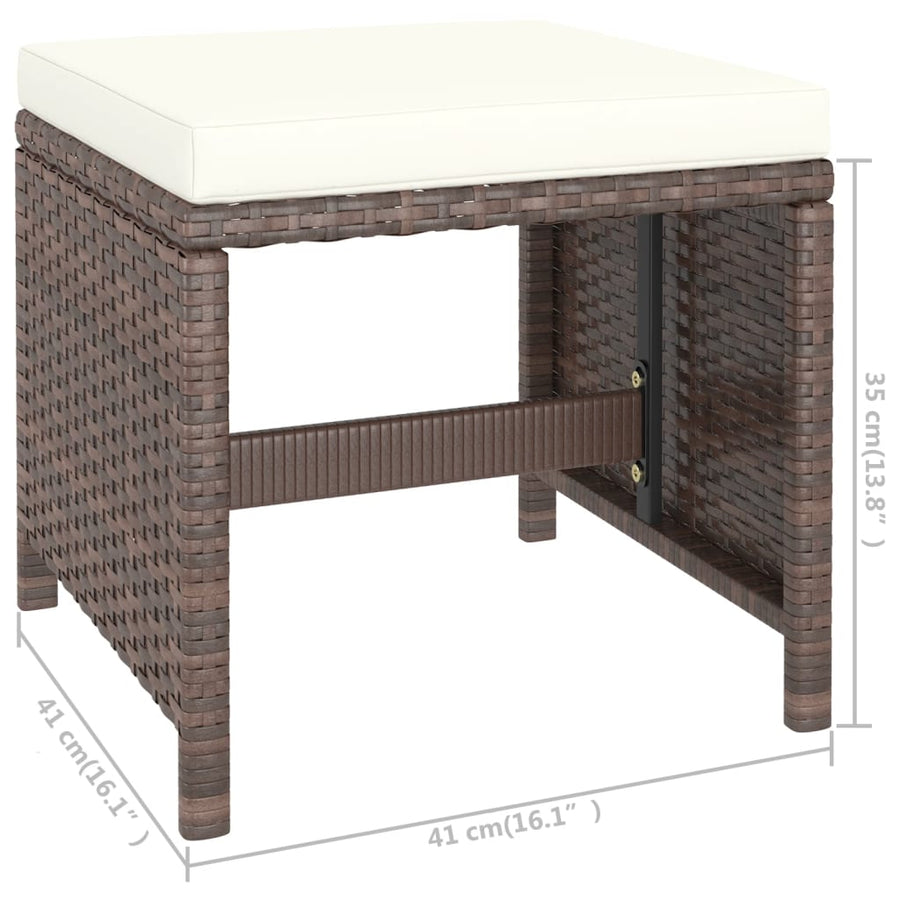 -Delige Tuinset Met Kussens Poly Rattan Bruin