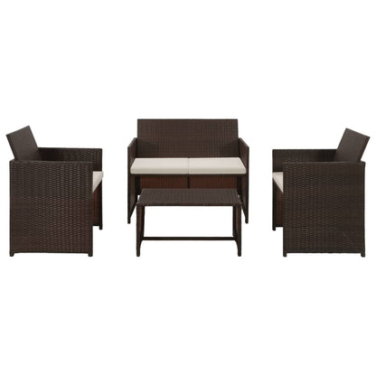 Loungeset Met Kussens Poly Rattan Bruin