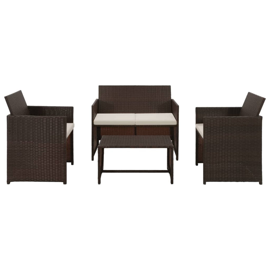 Loungeset Met Kussens Poly Rattan Bruin