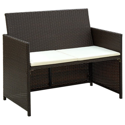 Loungeset Met Kussens Poly Rattan Bruin