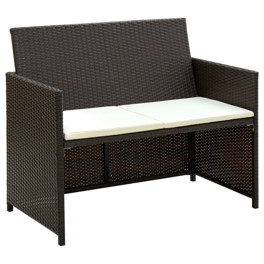 Loungeset Met Kussens Poly Rattan Bruin