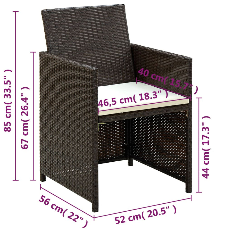 Loungeset Met Kussens Poly Rattan Bruin