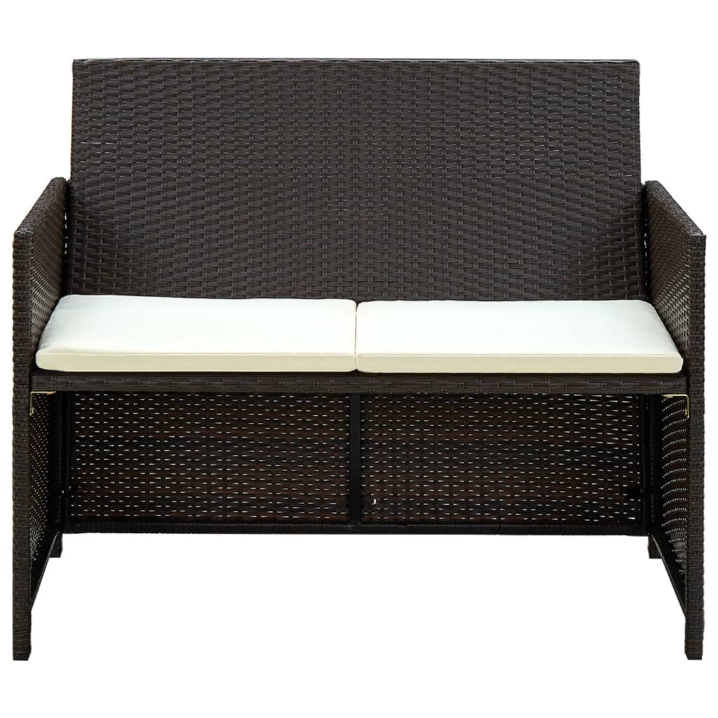 Loungeset Met Kussens Poly Rattan Bruin