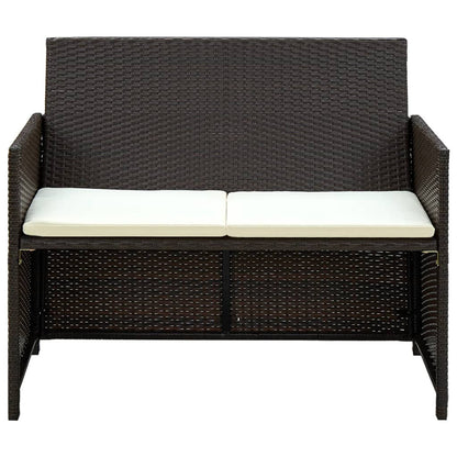 Loungeset Met Kussens Poly Rattan Bruin