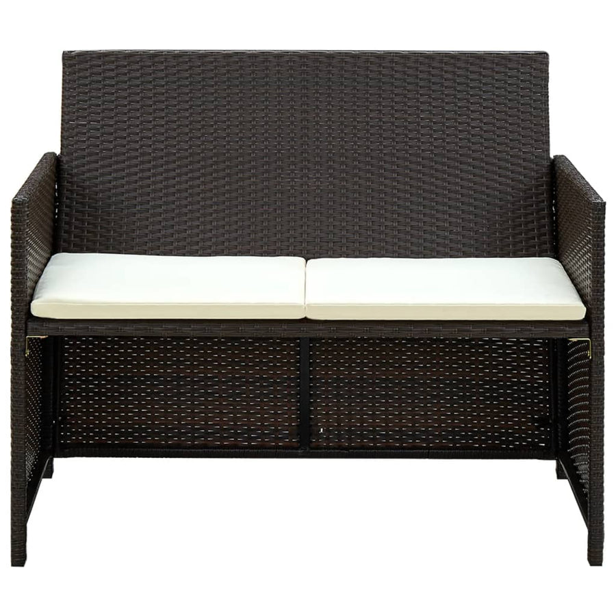 Loungeset Met Kussens Poly Rattan Bruin