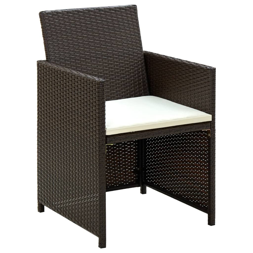 Loungeset Met Kussens Poly Rattan Bruin